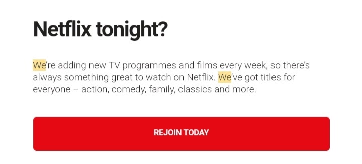 Re-engagement Email from netflix