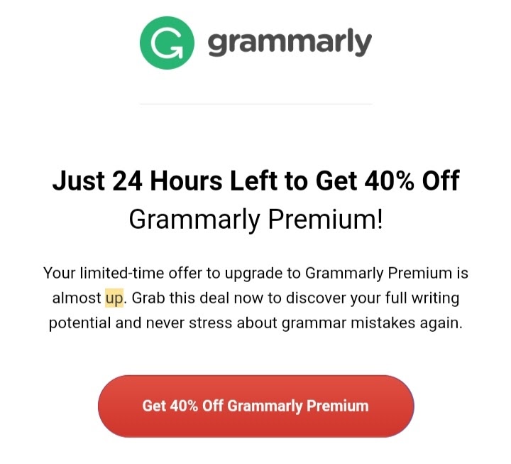 grammarly email discounts example