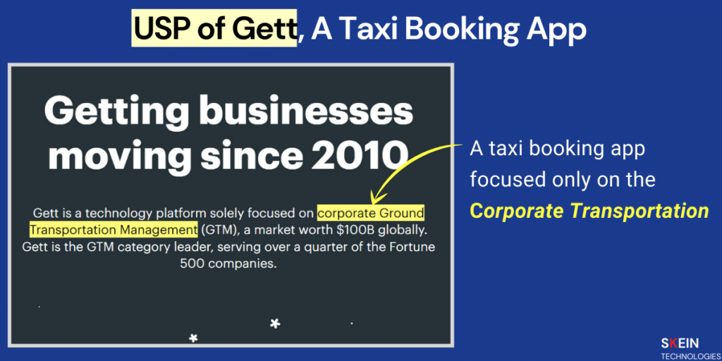 example of USP in taxi booking business