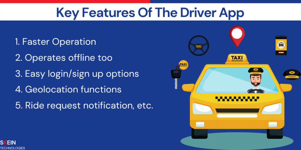 taxi booking app features for the driver